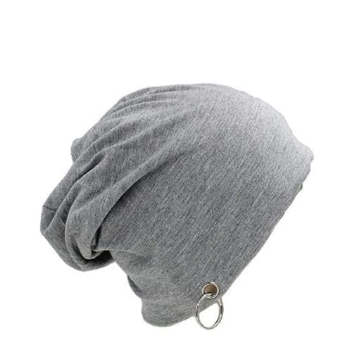 Creature Cotton Slouchy Beanie with Ring for Men and Boys (Light Grey)