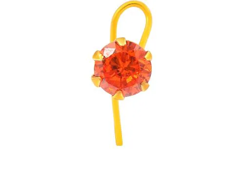 ADMIER Gold plated brass round shape faux orange diamond cz fashion nose pin for girls women