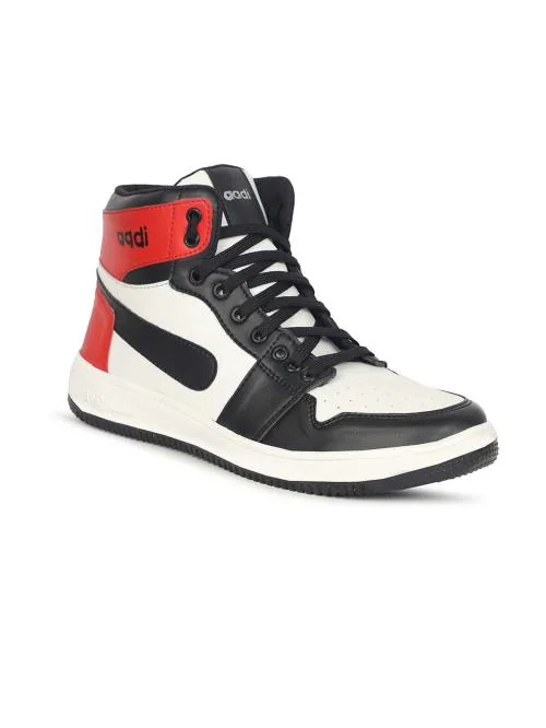 Aadi Men's Black & White Synthetic Leather Outdoor Casual Boot