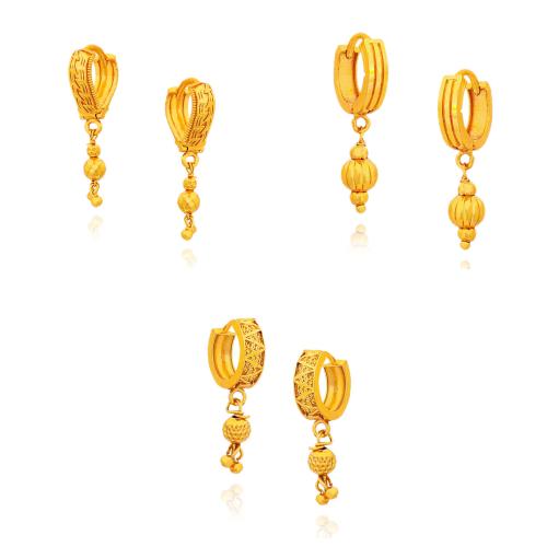 arch fashion Tradition Gold Platted Bali Earrings Pack Of 3 CMB-1856,1857,1858