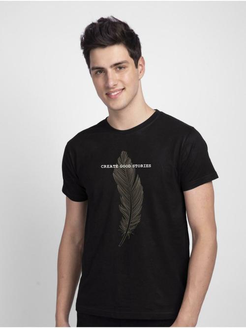 Bewakoof Men Create Good Stories Printed Short Round T-Shirt