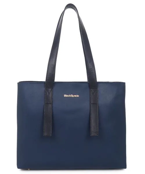 Black Spade Blue Large Boxy Shape Shopper Tote Bag