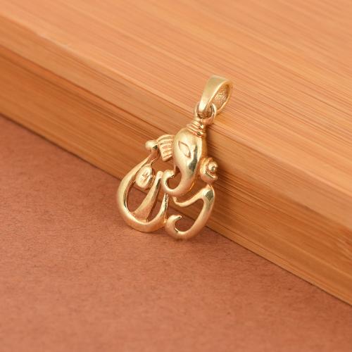 MOONEYE Traditional Religious Lord Om Ganesha Pendant 925 Yellow Gold Plated Om Ganesha Pendant For Unisex