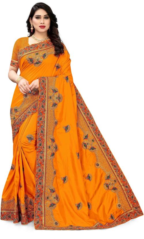 SERONA FABRICS Women's Sana Silk With Embroidery Work Party Wear Saree With Blouse Piece