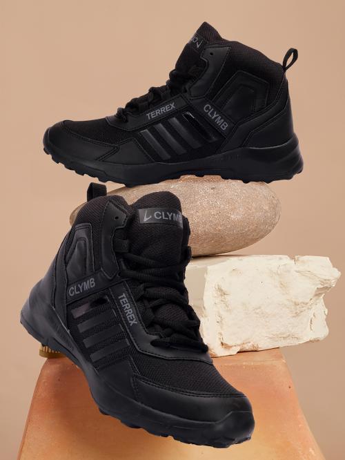 CLYMB Track01 Mesh|Lightweight|Comfort|Summer|Trendy|Walking|Outdoor|Daily Use Boots For Men (Black)