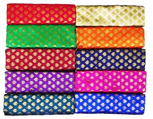 Zuvim Women's Blouse Piece Silk Cotton Blend Unstitched Blouse Materials 1 meters Each, Assorted Multicolour (Pack of 10 Pieces)