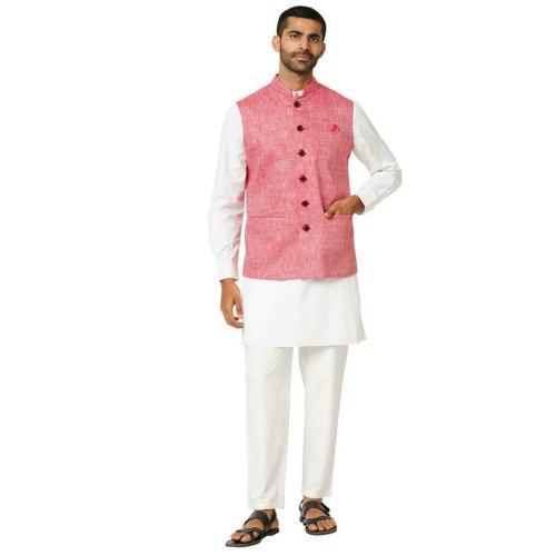 Indivisual Men Scarlet Red Nehru Jacket