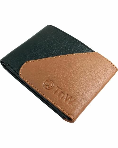 TnW Tan and Black Artificial Leather Wallet - Regular