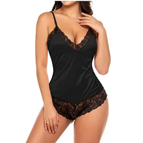 BELLEVINO Night Suit/Nightwear/Wedding Night Set/Nighty/Resort Wear/Women Night Suit In Black Color