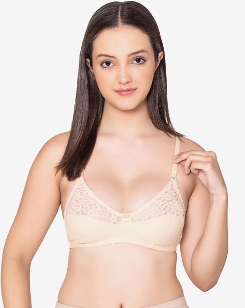 Bodycare polycotton wirefree adjustable straps designer net cup non padded bra-1535S