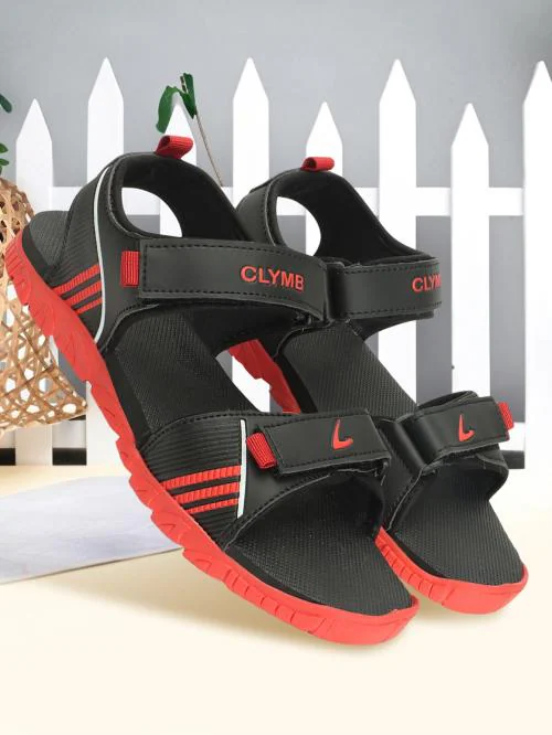 CLYMB Spa-14 BLACK RED Lightweight,Comfort,Summer,Trendy,Walking,Outdoor,Stylish,Home,Daily Use Sandal Men