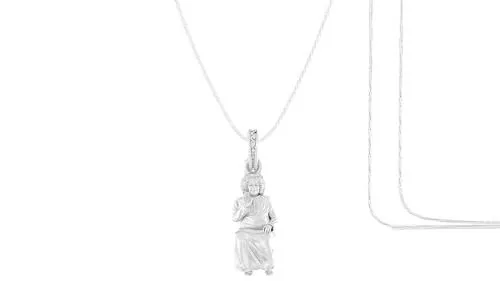 A Akshat Sapphire Sterling Silver Spiritual Sathya Sai baba Pendant With Chain Suitable For Womens