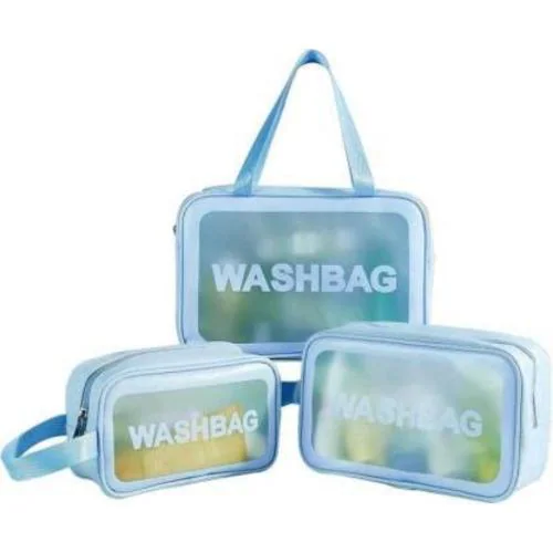 RIDDHI BAG Multipurpose Clear washbag Pouch Set of 3, Clear Pouch for Makeup wash Bag for Travel Waterproof Cosmetic Bag, Storage Organiser and Toiletry kit