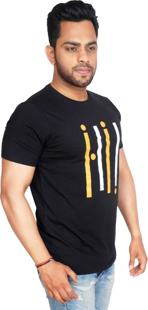 DYE VRGIN Tshirt Men Black Typography Polyester Round Neck T-Shirt, S