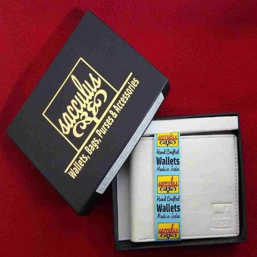 Bifold White Wallets for Men with Multiple Cardholders and expandable Pocket.