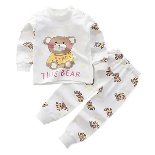 Bold N Elegant Kid's Cartoon Bear Print Cotton Full Sleeve T-shirt & Pajama Lower Casual Clothing Set for Infant Toddler Baby Boy Girl