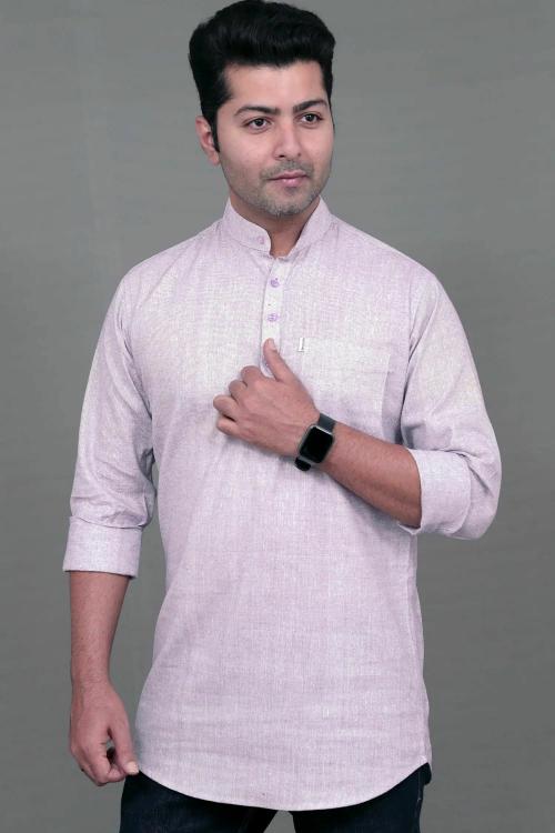 KACHCHAP Men's Cotton Kurta Plain Stright (Light Purple, XX-large)