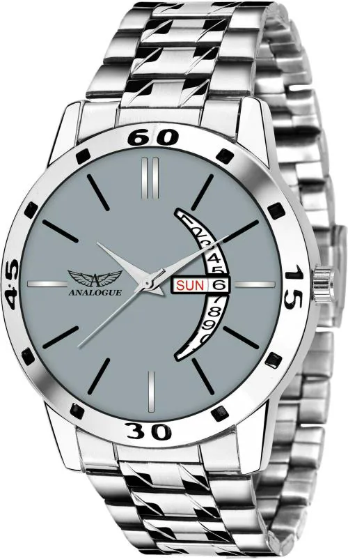 Buy ANALOGUE Grey Dial Day Date Stainless Steel Analog Watch For Men