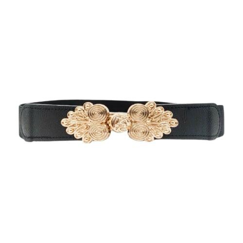 REDHORNSPeacock Design Women's Elastic Waist Belt For Dresses - Black