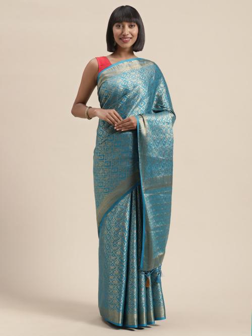 Mimosa Women Blue Crepe Patola Saree