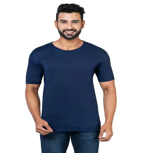 Powermerc Trendy Solid Men Navy Tees