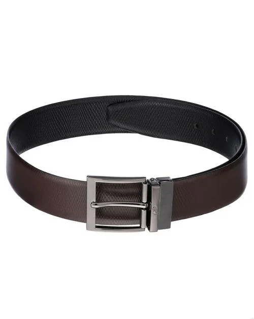 Kara Black Brown Reversible Textured Men's Belt Dual Color Casual Genuine Leather Belt for Men