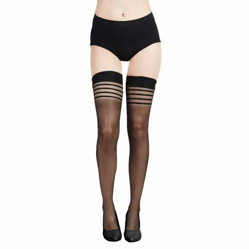 ogimi - ohh Give me Women's Sheer Thigh-High Transparent Stockings (BLACK)