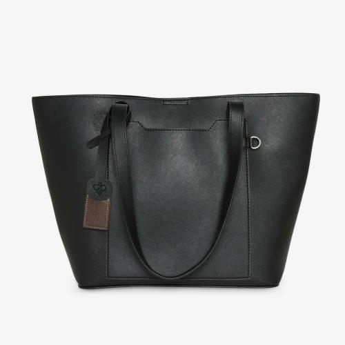 THE MESSY CORNER Black PU Solid Tote bag for Women