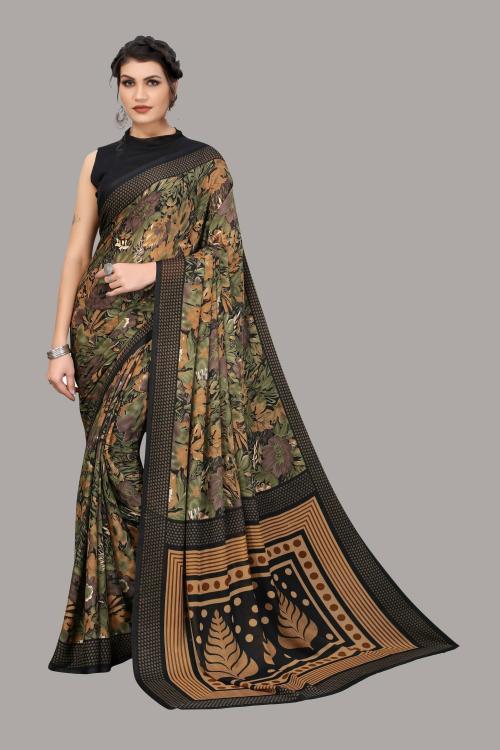 Yashika Women Multicolor Floral Print Georgette Daily Wear Saree