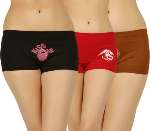 Vaishma Women Multicolor Solid Cotton Blend Pack of 3 Panties