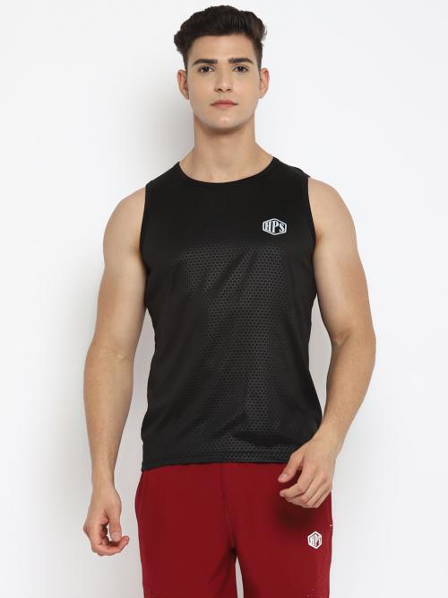 HPS Sports Black Printed Sports Vests Sando
