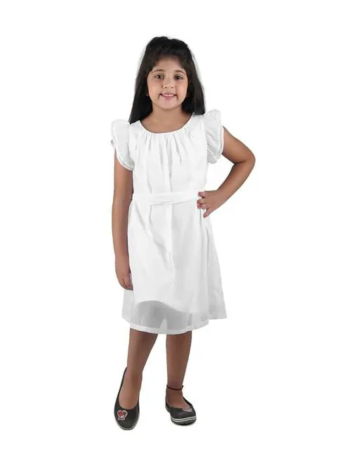 Miyo Baby-Girls White Cotton Dress - 4 -5y