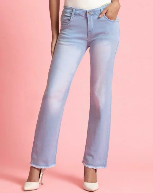 Buy VAIRE Straight Fit Loose Hems Light Blue Jeans for Women Online at Best Prices in India