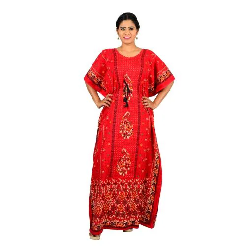 OSF Printed Cotton Kaftan Nighty for Ladies Nightwear Sleepwear Night Gown for Womens (Pack of 1)