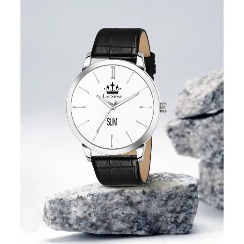 LIMESTONE Analog White Dial Black Strap Watch For Men (LS2988)