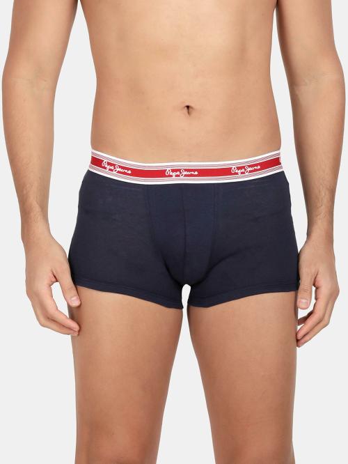PEPE JEANS LONDON Men's Dark Blue Solid Cotton Pack of 2 Trunks