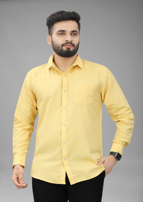 FILOSE JEANS Mens Wear Pure Cotton Yellow Color Shirt