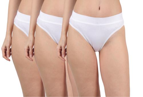 Glus Women Cotton High Waist Broad Waist Band Hipster Panties,Pack of 3 ,Color-White