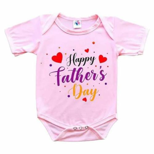 Cute Pals Romper Bodysuits Onesie Outfit for Baby Boy & Girl Theme 1st Father's Day | Printed Baby Romper | Color- Baby Pink | Size- 3 to 6 Month