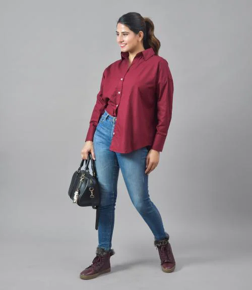 LIBBY'S BOXY FIT CASUAL SOLID BOYFREIND SHIRTS
