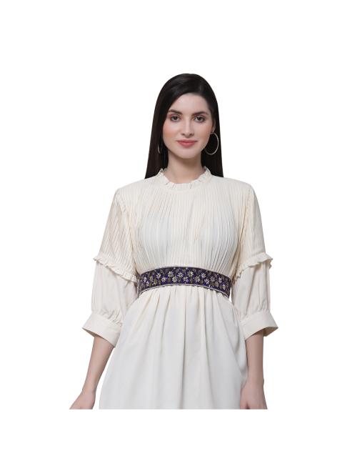 Anekaant Royal Blue & Multi Faux Silk Embellished Wide Belt