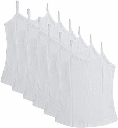 Khwahish Premium White Color Camisole Slips for Girls ( Combo Pack of 6, White Color, 15-16 Years )