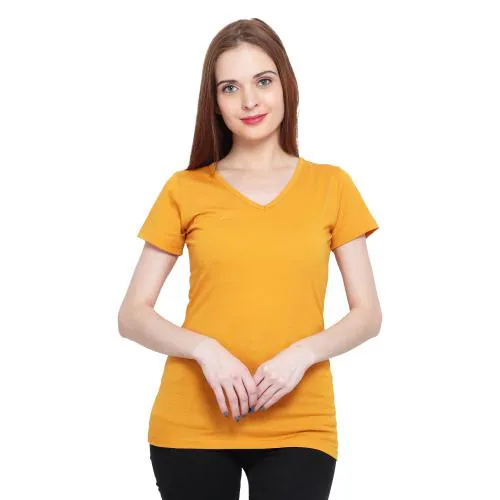 Genealo Women's Cotton V-Neck T-Shirt for Summers| Casual | Regular wear