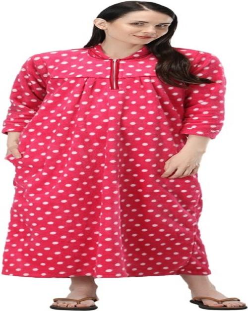 Buy Winter Soft Fleece Fabric Nightie Pink For Women Online at Best