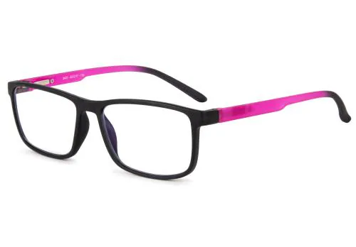 AFERELLE Anti Glare and Blue Zero Power Cut Rectangular Full Rim Computer Glass for Men, Women Black | Dark Pink