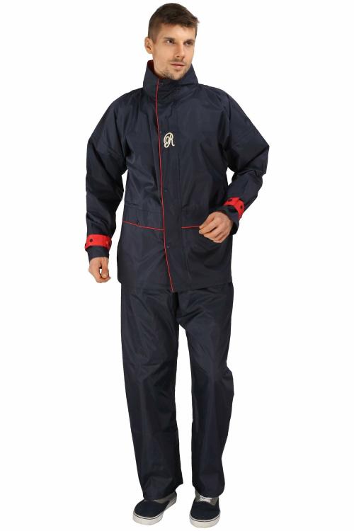 Real Saphiredc Nylon Round Neck Rain Suit | Seam Sealed & Hooded | with Zipper and Snap Fasteners | Full Sleeve with Adjustable Straps at the Cuff | Reflected Back Strip | Rain Suit for Men (XXL, NavyBlue)