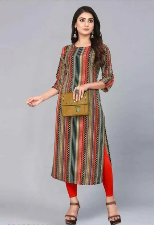 SHREE INFINITY EXPORT Women Multicolor Printed Crepe Straight Kurta