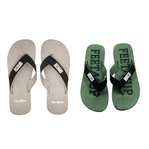 FEETNUP slippers for Men | Flip-Flops and House Slippers | flip flop daily use | chappal | Extra Soft, Lightweight, Comfortable & Casual Footwear (grey 4001 / green 4004) Size- 7