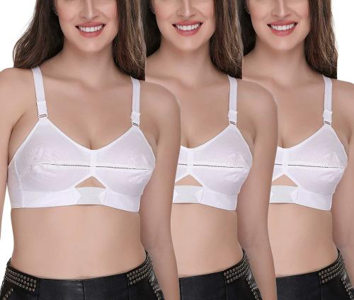 SONA Women's Moving Elastic Straps Cotton Full Coverage Non Padded Minimizer Bra