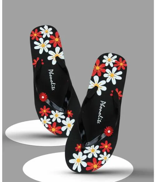 Phonolite Black Slippers for Women